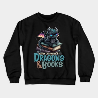 Dragon and Books for Book Lover Crewneck Sweatshirt